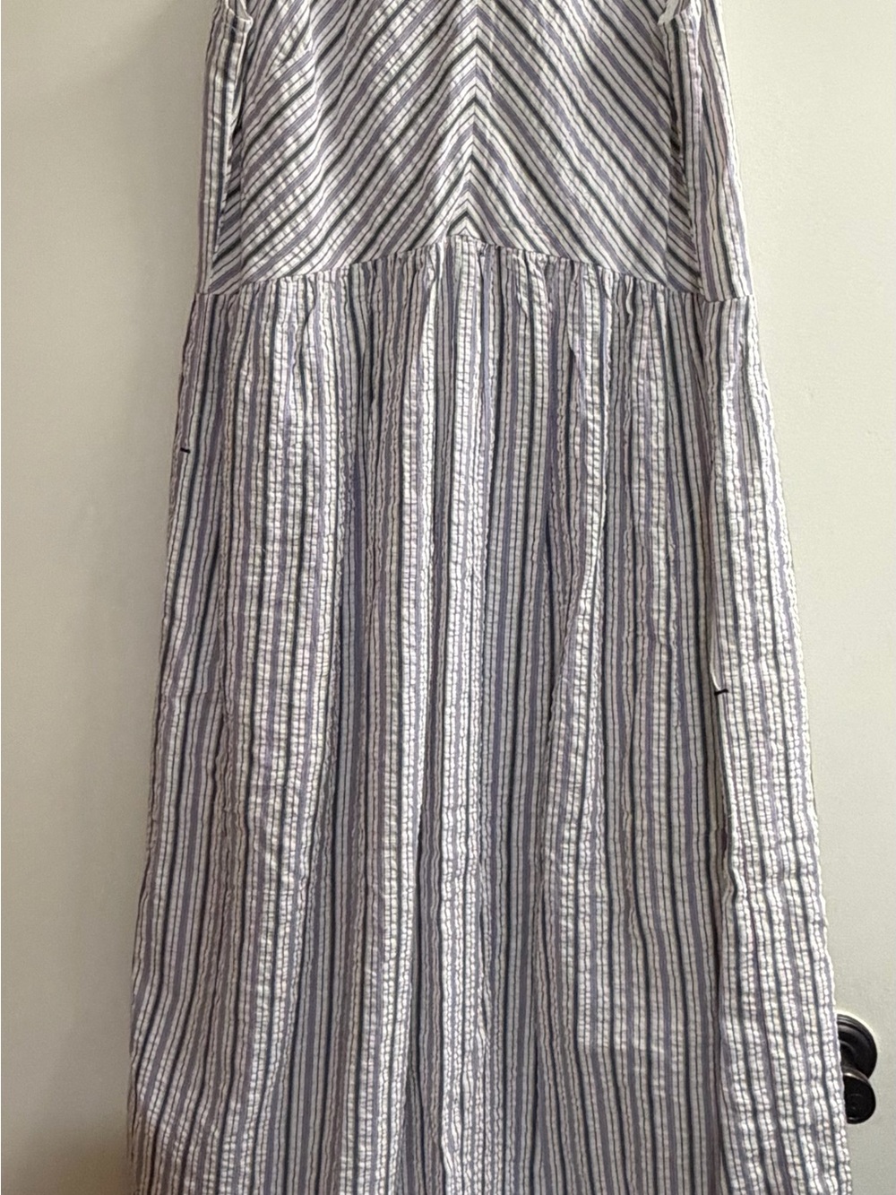 Lilla P Striped Seersucker Button Back Midi Dress Size M NWOT